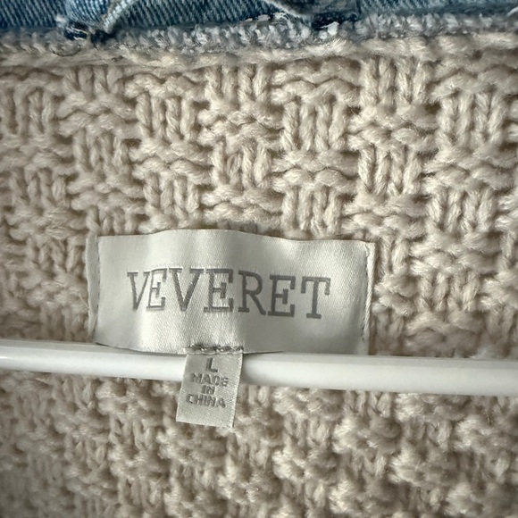 VEVERET Cream and Blue Cardigan Sweater - Picture 3 of 3